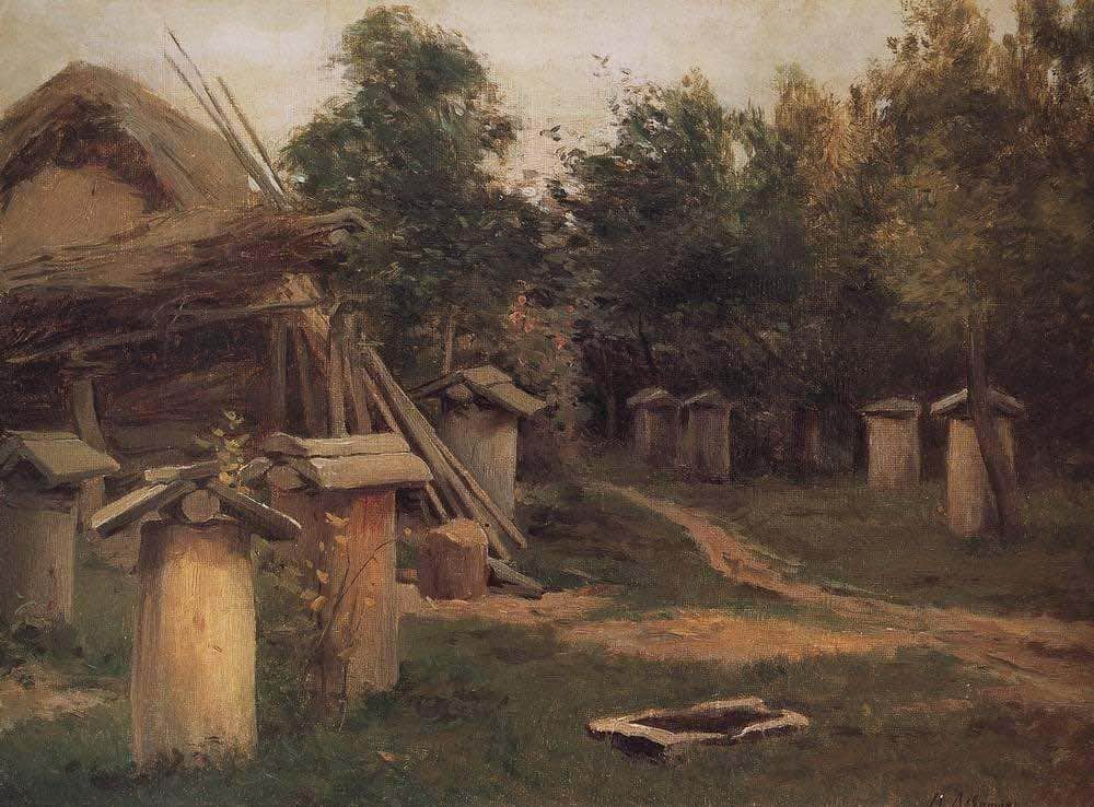 Schilderij: De bijenstal van Isaak Levitan, 1885