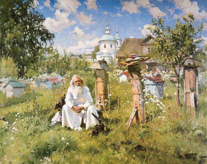 Schilderij van een bijenstal van Amakovsky