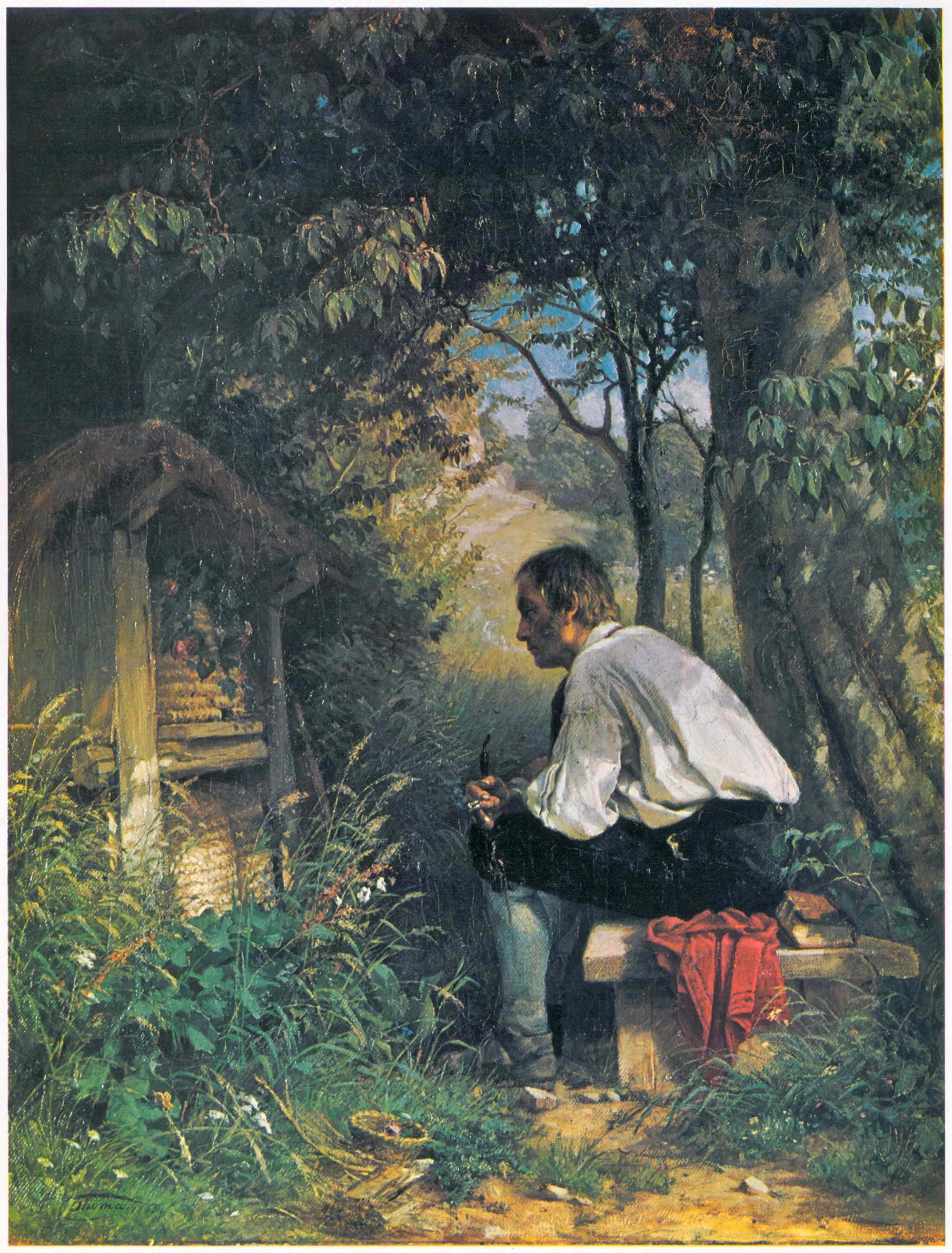 Schilderij van een bijenstal van Hans Thoma